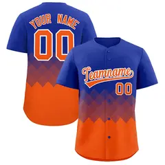 Royal Orange Grid Blur Pattern Baseball Jersey 1