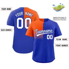 Royal Orange Half Gradient Authentic Baseball Jersey 2