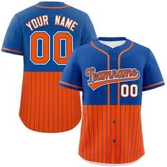 Royal Orange Half Stripe Authentic Baseball Jersey 1