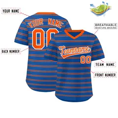 Royal Orange Horizontal Stripe Pullover Baseball Jersey 2