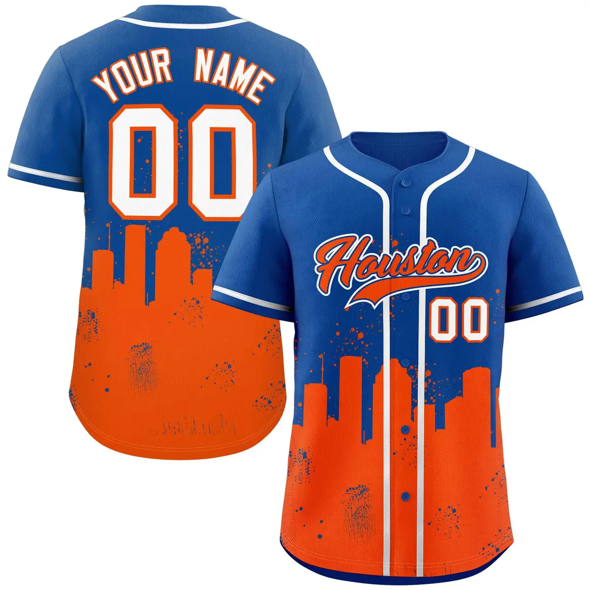 Royal Orange Houston City Nightscape Baseball Jersey