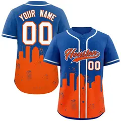 Royal Orange Houston City Nightscape Baseball Jersey