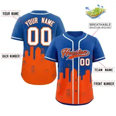 Royal Orange Houston City Nightscape Baseball Jersey 2