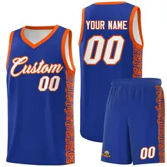 Royal Orange Indians Pattern Basketball Uniform Jersey 1