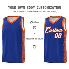 Royal Orange Indians Pattern Basketball Uniform Jersey 3