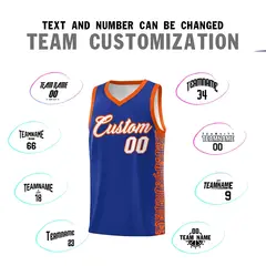 Royal Orange Indians Pattern Basketball Uniform Jersey 4