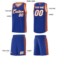 Royal Orange Indians Pattern Basketball Uniform Jersey 5