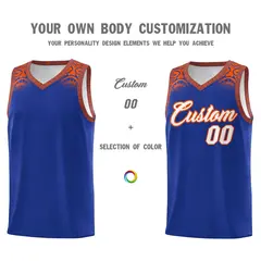 Royal Orange Indians Print Basketball Uniform Jersey 3
