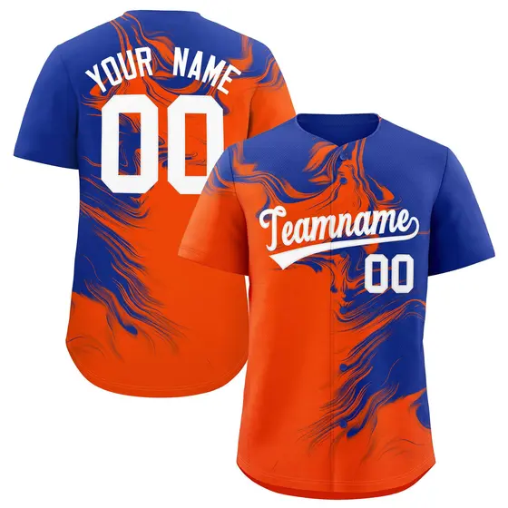 Royal Orange Ink Pattern Authentic Baseball Jersey
