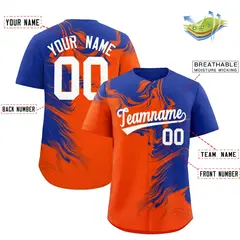 Royal Orange Ink Pattern Authentic Baseball Jersey 2