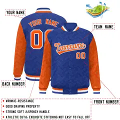 Royal Orange L Pattern Raglan Letterman Baseball Jacket 2