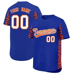Royal Orange Leopard Graffiti Side Design Baseball Jersey 1