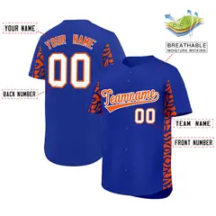 Royal Orange Leopard Graffiti Side Design Baseball Jersey 2
