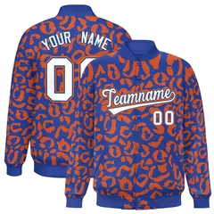 Royal Orange Leopard Graffiti Varsity Letterman Jacket 1