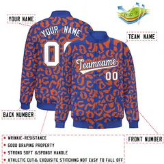 Royal Orange Leopard Graffiti Varsity Letterman Jacket 2