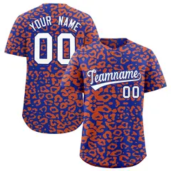 Royal Orange Leopard Print Baseball Jersey