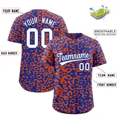Royal Orange Leopard Print Baseball Jersey 2