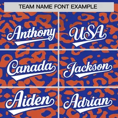 Royal Orange Leopard Print Baseball Jersey 3