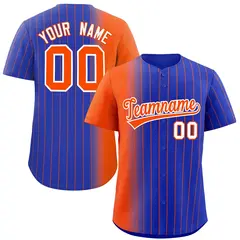 Royal Orange Pinstripe Gradient Baseball Jersey 1