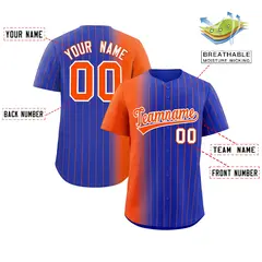 Royal Orange Pinstripe Gradient Baseball Jersey 2