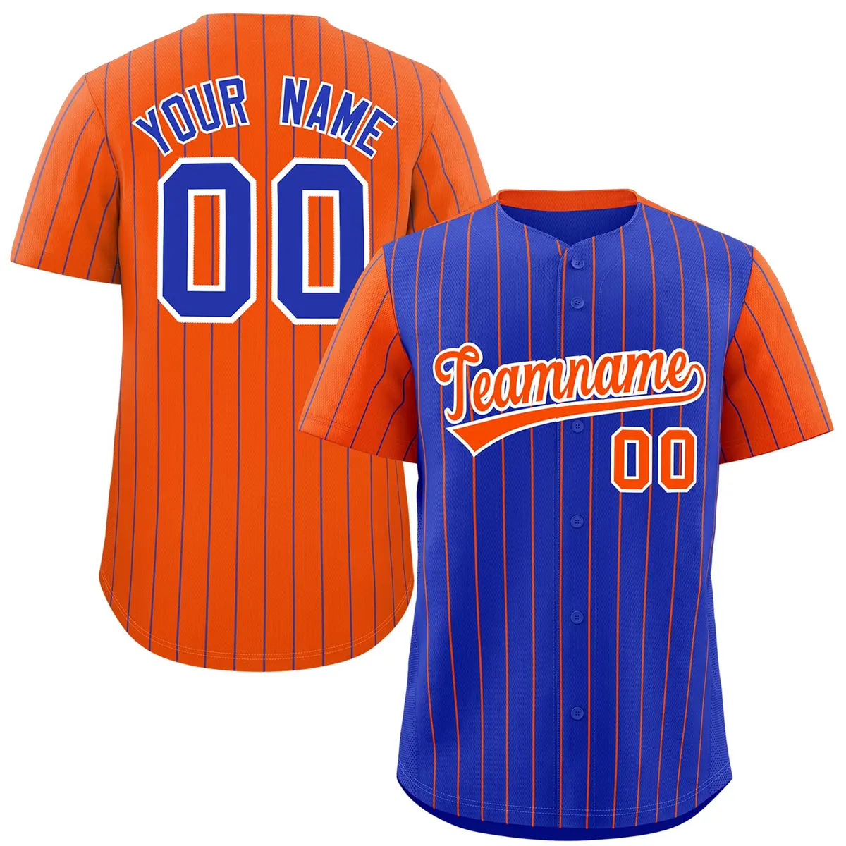 Royal Orange Pinstripe Raglan Sleeves Baseball Jersey