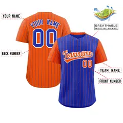 Royal Orange Pinstripe Raglan Sleeves Baseball Jersey 2