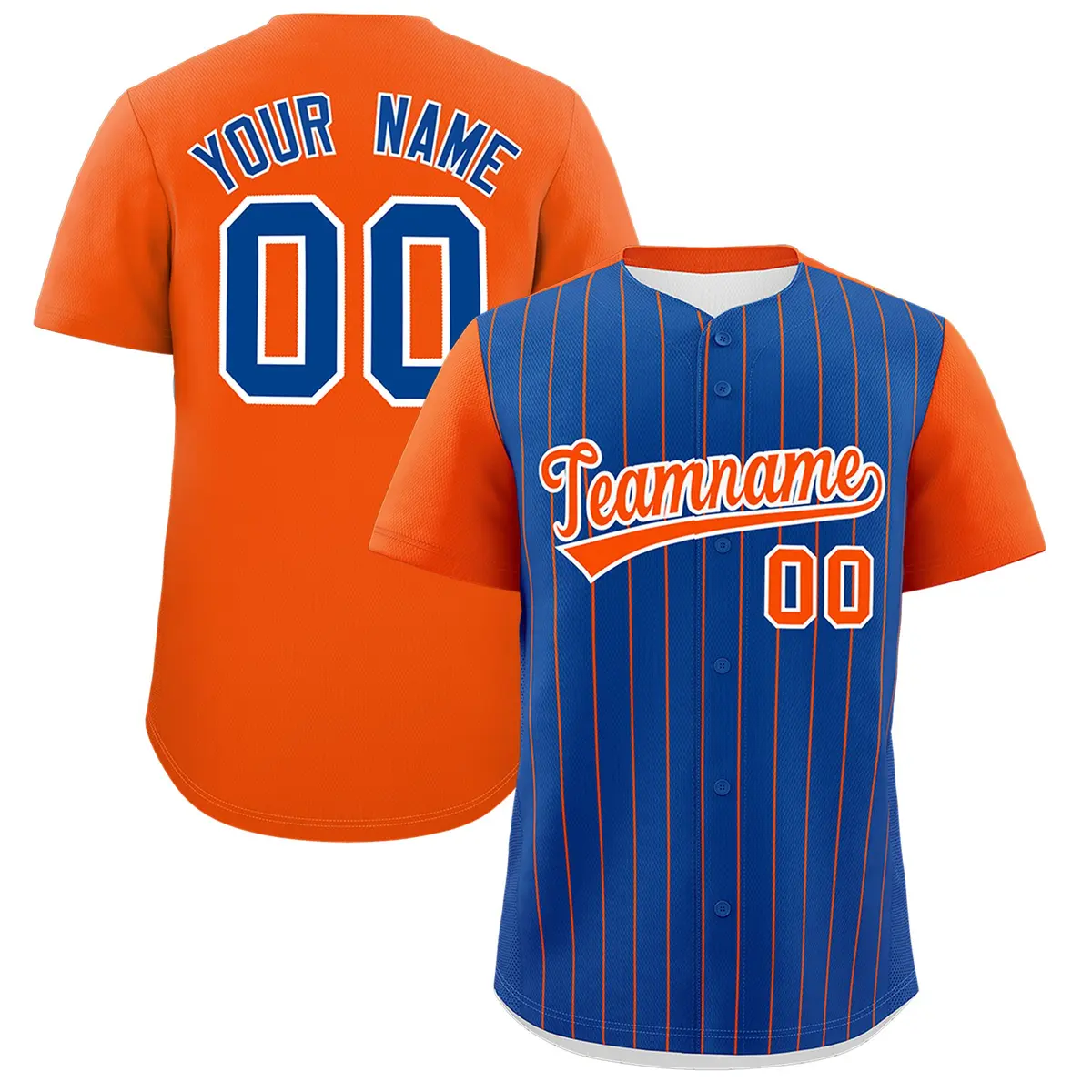 Royal Orange Pinstripe Two-Tone Authentic Baseball Jersey