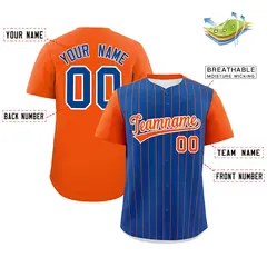 Royal Orange Pinstripe Two-Tone Authentic Baseball Jersey 2
