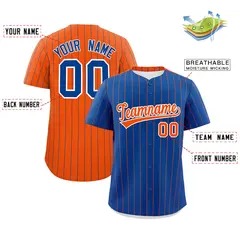 Royal Orange Pinstripe Two-Tone Authentic Baseball Jersey 2