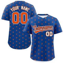Royal Orange Polka Dot Graffiti Authentic Baseball Jersey 1