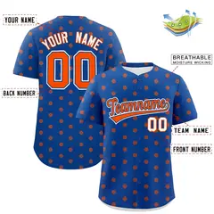 Royal Orange Polka Dot Graffiti Authentic Baseball Jersey 2