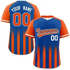 Royal Orange Raglan Gradient Thick Stripe Baseball Jersey 1