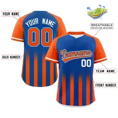 Royal Orange Raglan Gradient Thick Stripe Baseball Jersey 2
