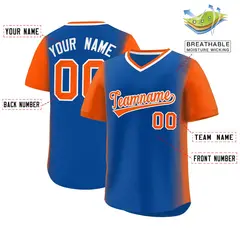 Royal Orange Raglan Pullover Baseball Jersey 2