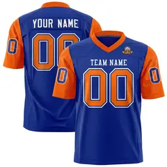 Royal Orange Raglan Sleeves Authentic Football Jersey 1