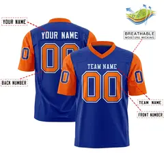 Royal Orange Raglan Sleeves Authentic Football Jersey 2