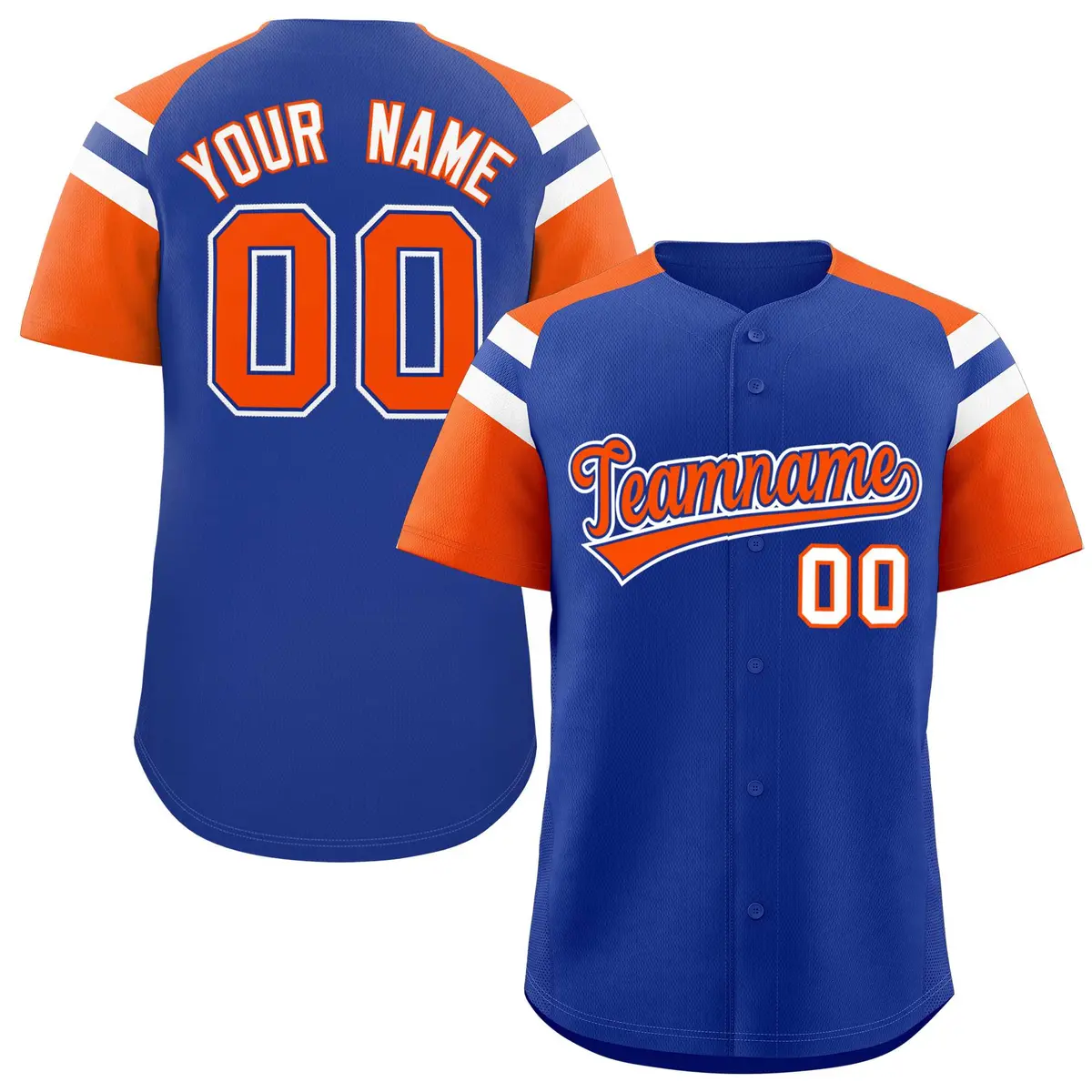 Royal Orange Raglan Sleeves Contrast Baseball Jersey