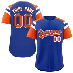 Royal Orange Raglan Sleeves Contrast Baseball Jersey 1