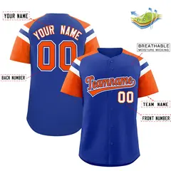 Royal Orange Raglan Sleeves Contrast Baseball Jersey 2