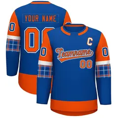 Royal Orange Raglan Sleeves Round-Neck Hockey Jersey