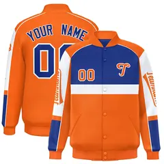 Royal Orange Raglan Sleeves Varsity Letterman Jacket 1
