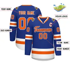 Royal Orange Royal-White Classic Style Hockey Jersey 2