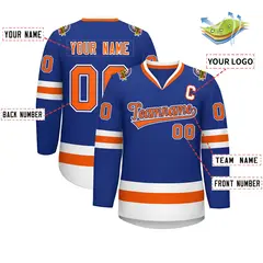 Royal Orange Royal-White Classic Style Hockey Jersey 2