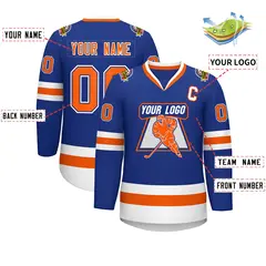 Royal Orange Royal-White Classic Style Hockey Jersey 2