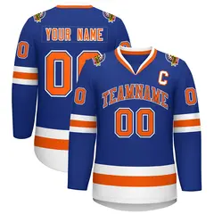 Royal Orange Royal-White Classic Style Hockey Jersey 1