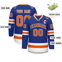 Royal Orange Royal-White Classic Style Hockey Jersey 2