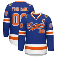 Royal Orange Royal-White Classic Style Hockey Jersey 1