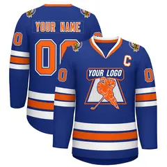 Royal Orange Royal-White Classic Style Hockey Jersey 1