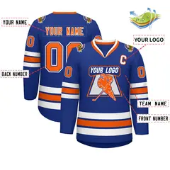 Royal Orange Royal-White Classic Style Hockey Jersey 2