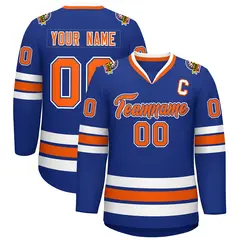 Royal Orange Royal-White Classic Style Hockey Jersey 1